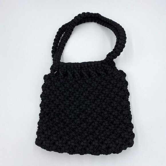 Unbranded Handbags - Thick Woven Hobo Slouchy Purse Handbag Artisan Bag Black Lined Unbranded